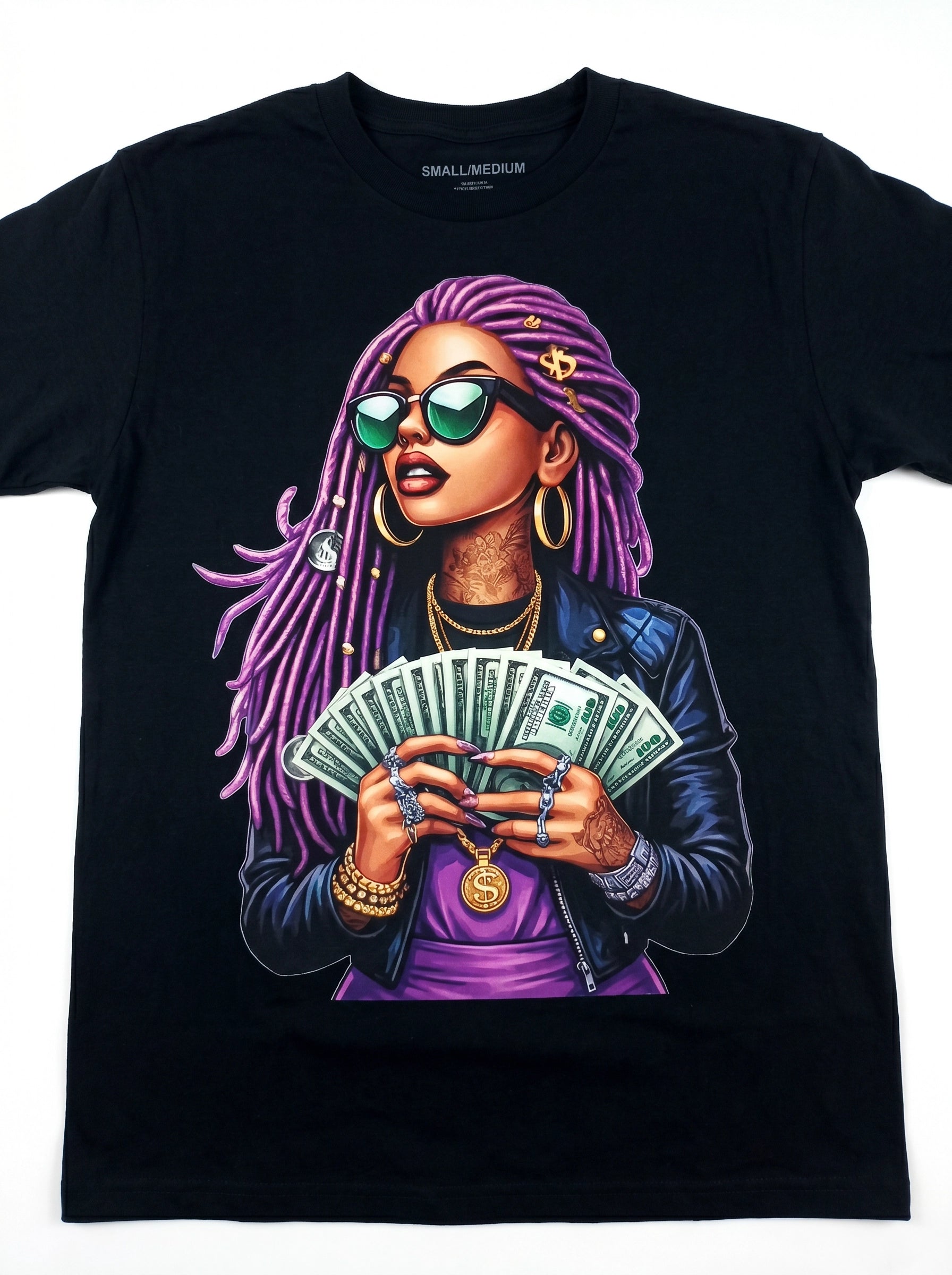 Short Sleeve 100% Cotton T-Shirt Purple Dreds