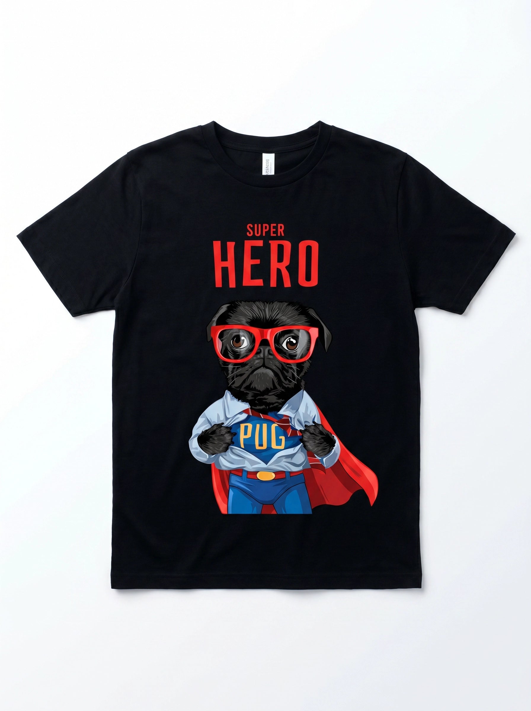 Short Sleeve T-Shirt 100% Cotton Adult Pug Hero